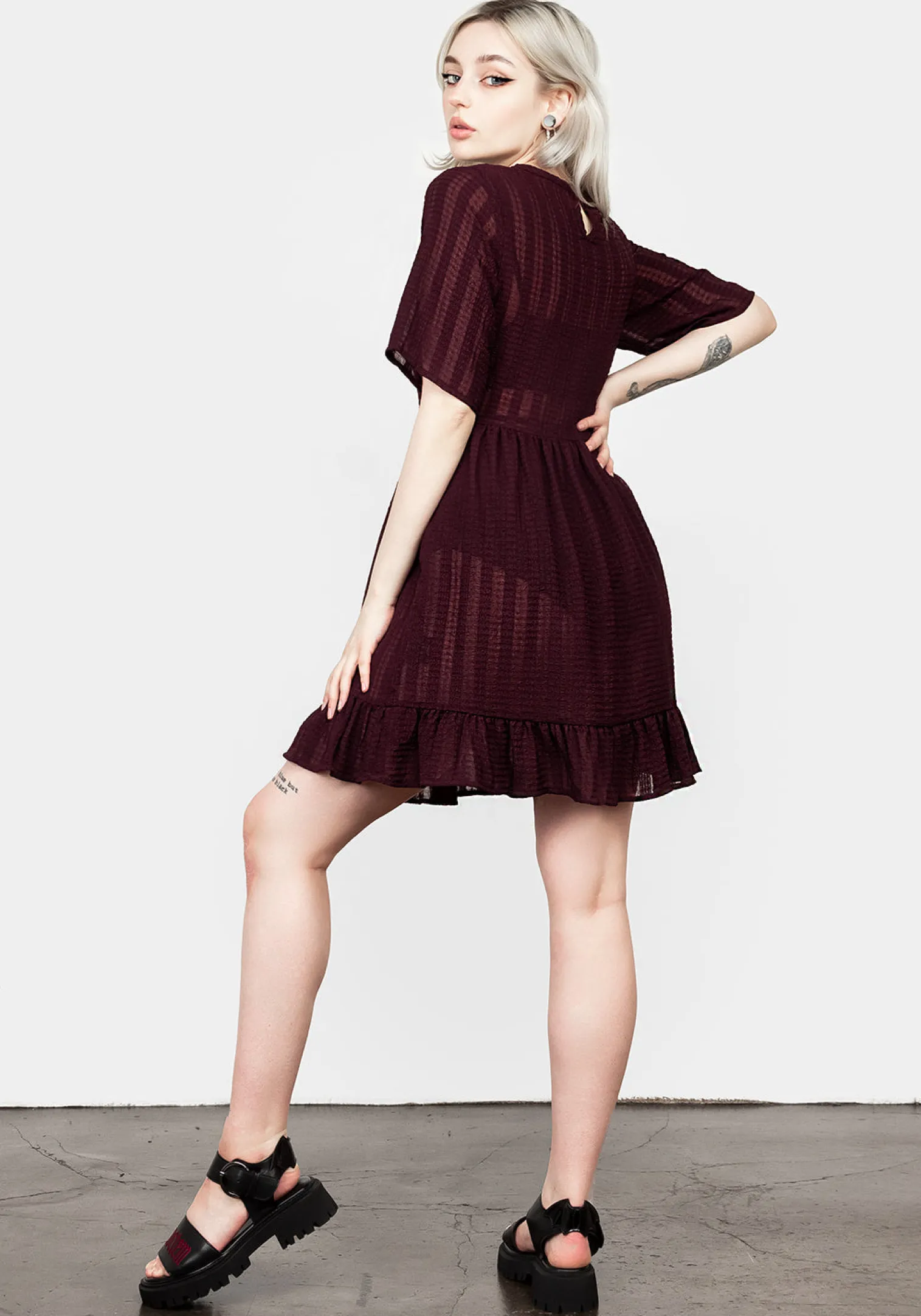 Sheer Smock Dress In Purple