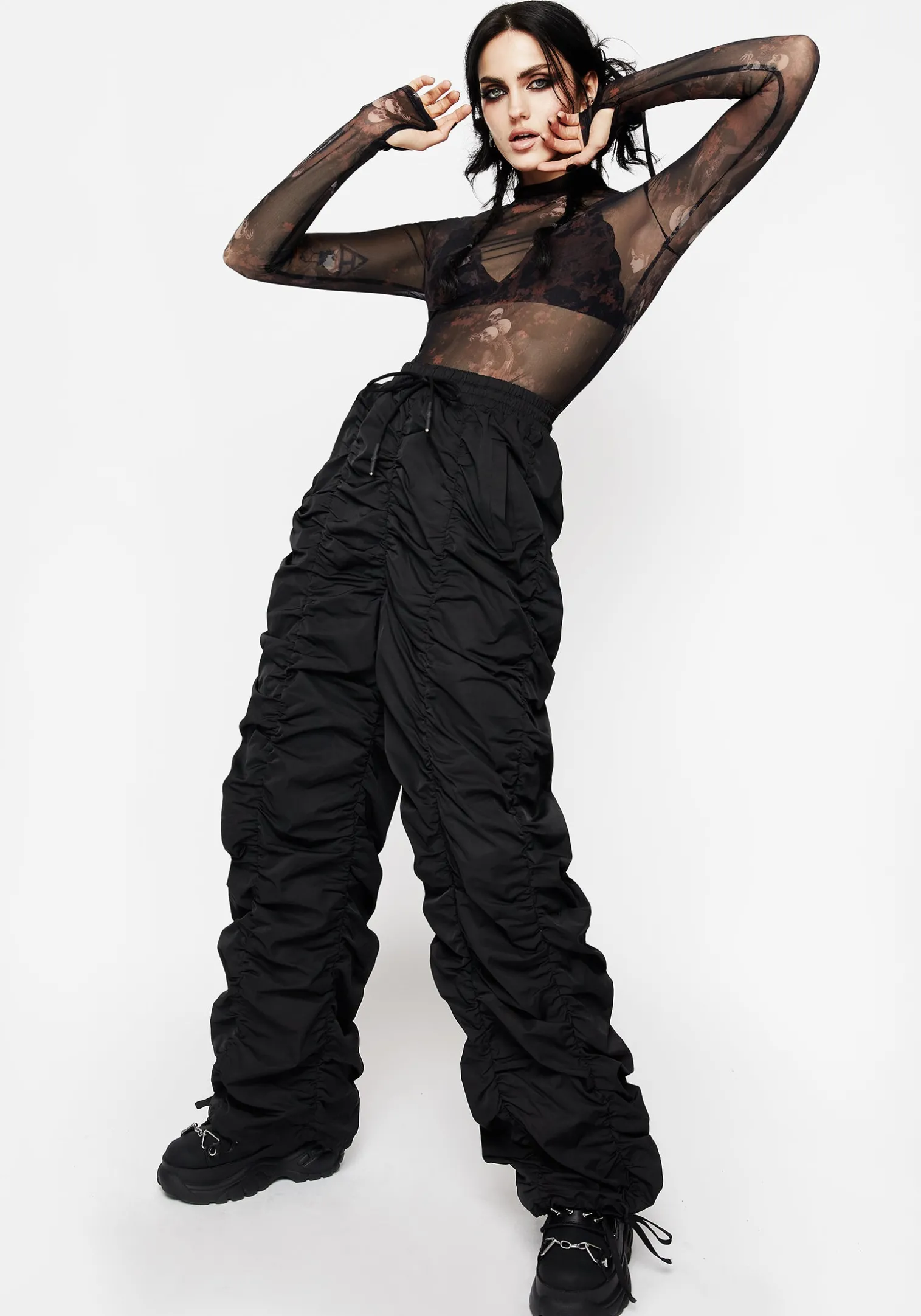Shockwork Ruched Wide Leg Trousers