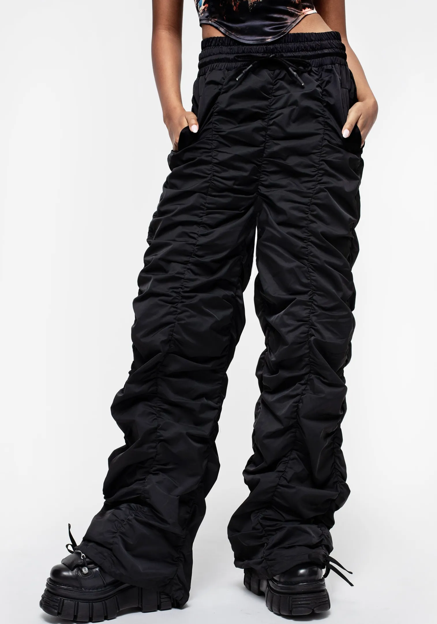 Shockwork Ruched Wide Leg Trousers
