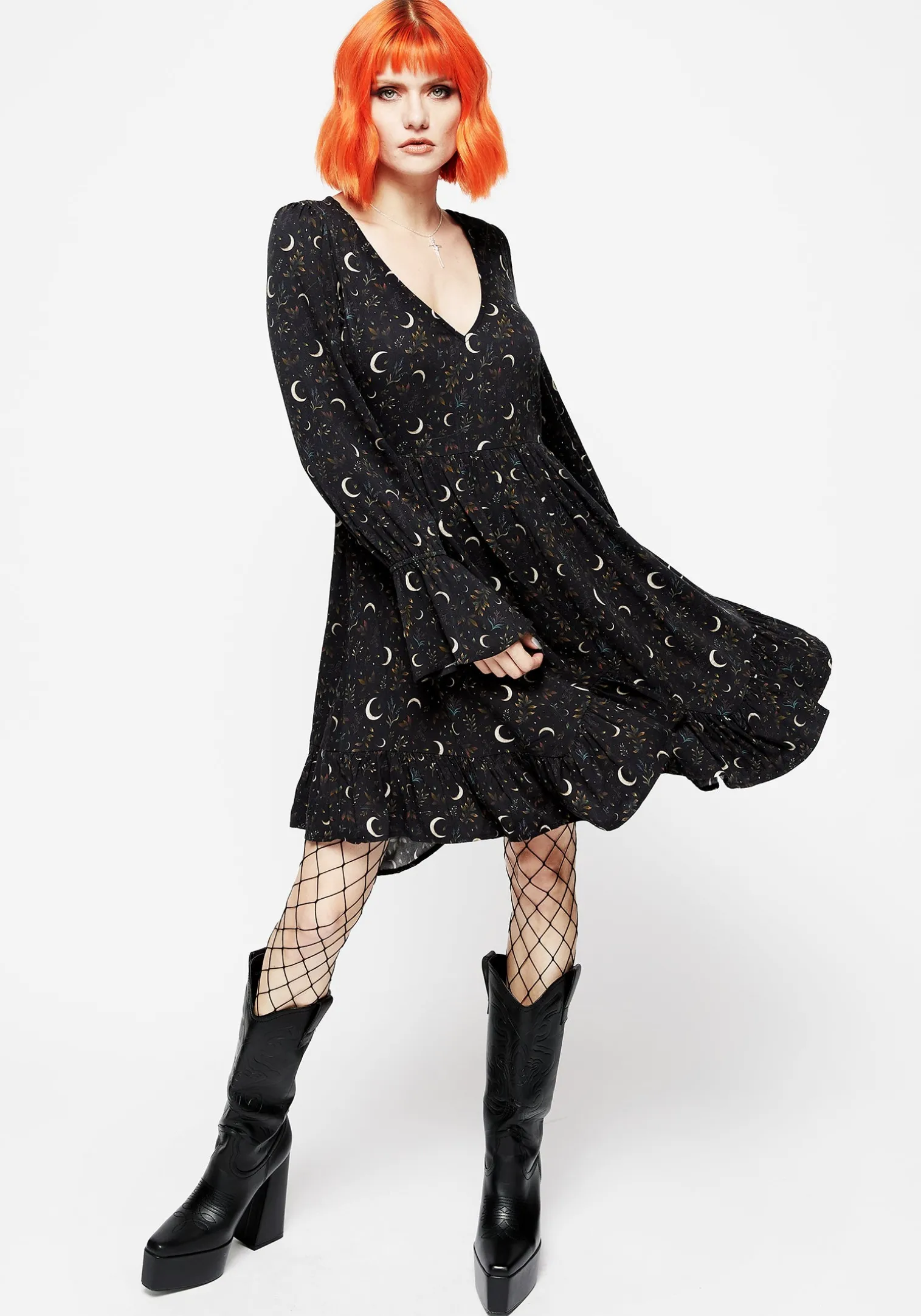 Sickle Moon Handkerchief Hem Mini Dress