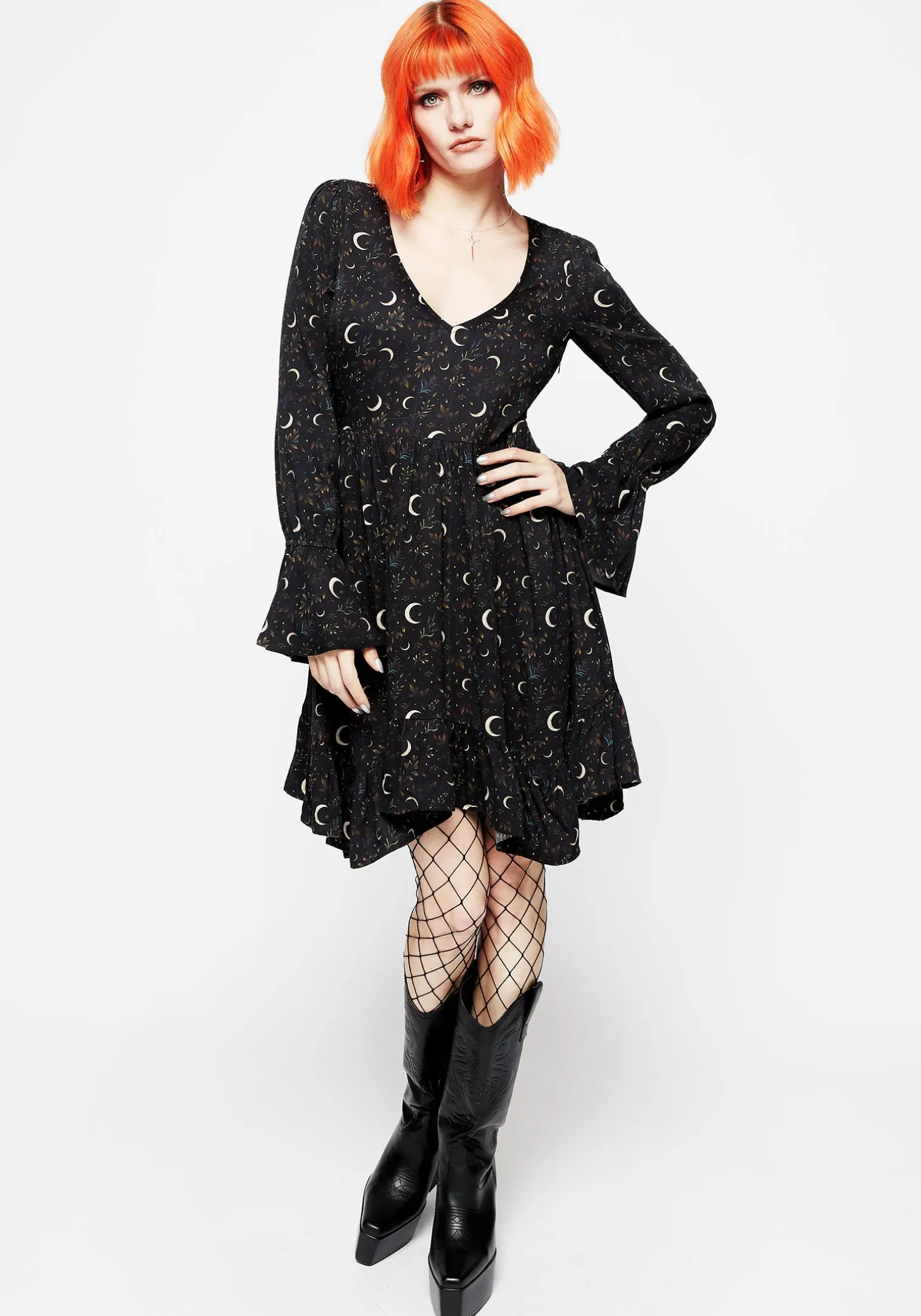 Sickle Moon Handkerchief Hem Mini Dress