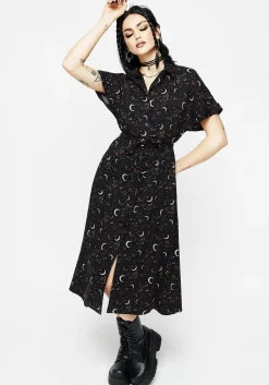Sickle Moon Midi Shirt Dress