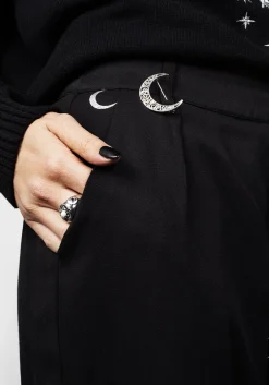 Silver Celestial Print Spliced Tapered Trousers