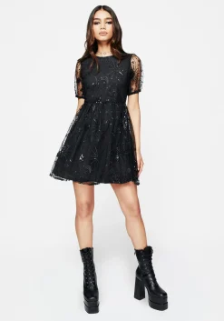 Sirius Sequined Puff Sleeve Mini Dress