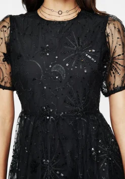 Sirius Sequined Puff Sleeve Mini Dress