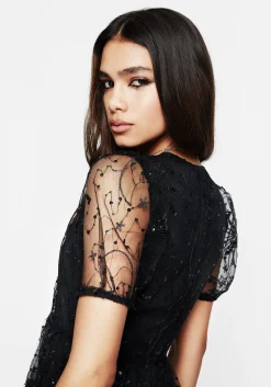Sirius Sequined Puff Sleeve Mini Dress