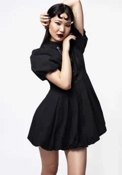 Skeleton Collar Bubble Hem Mini Dress