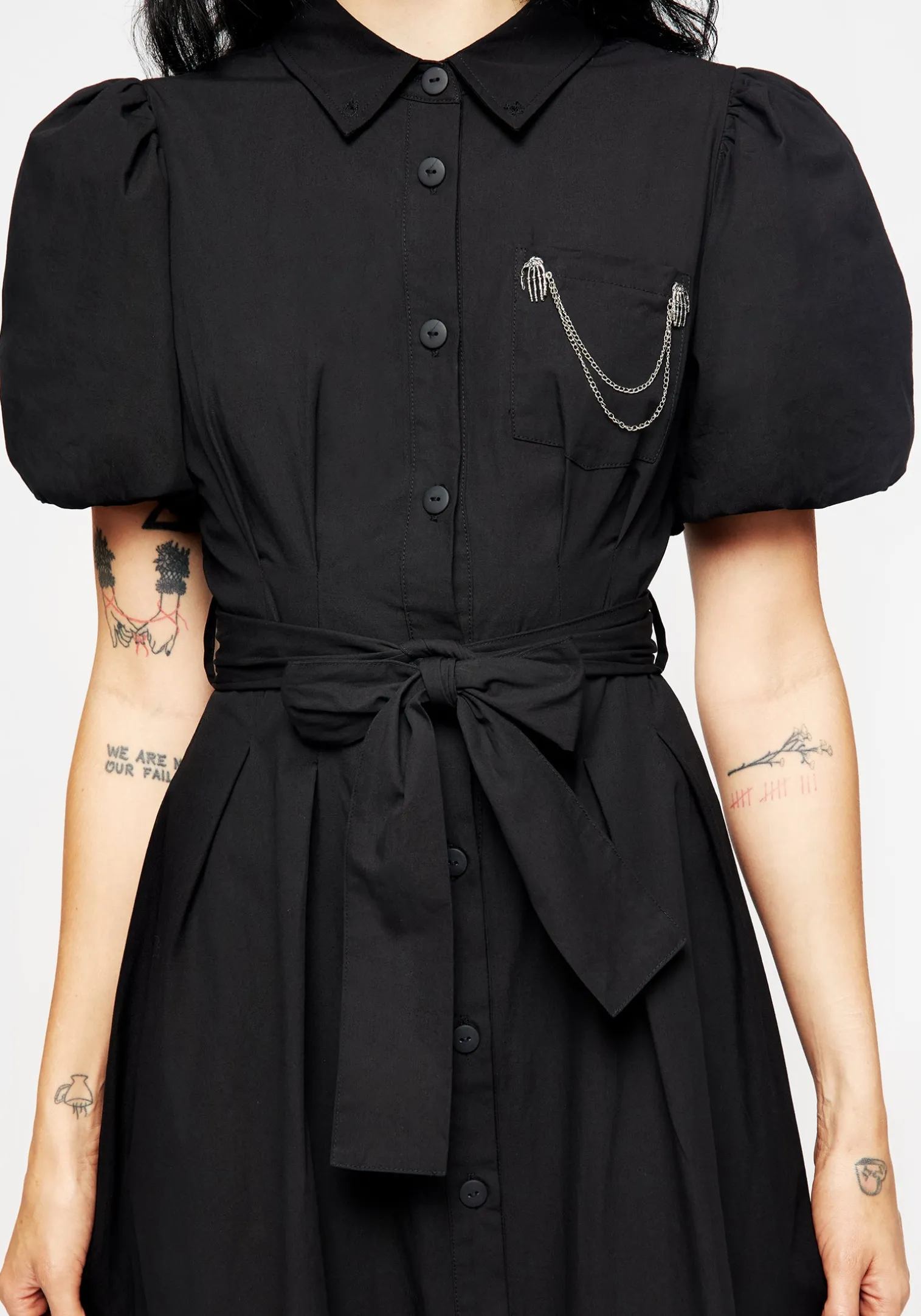 Skeleton Collar Midi Shirt Dress