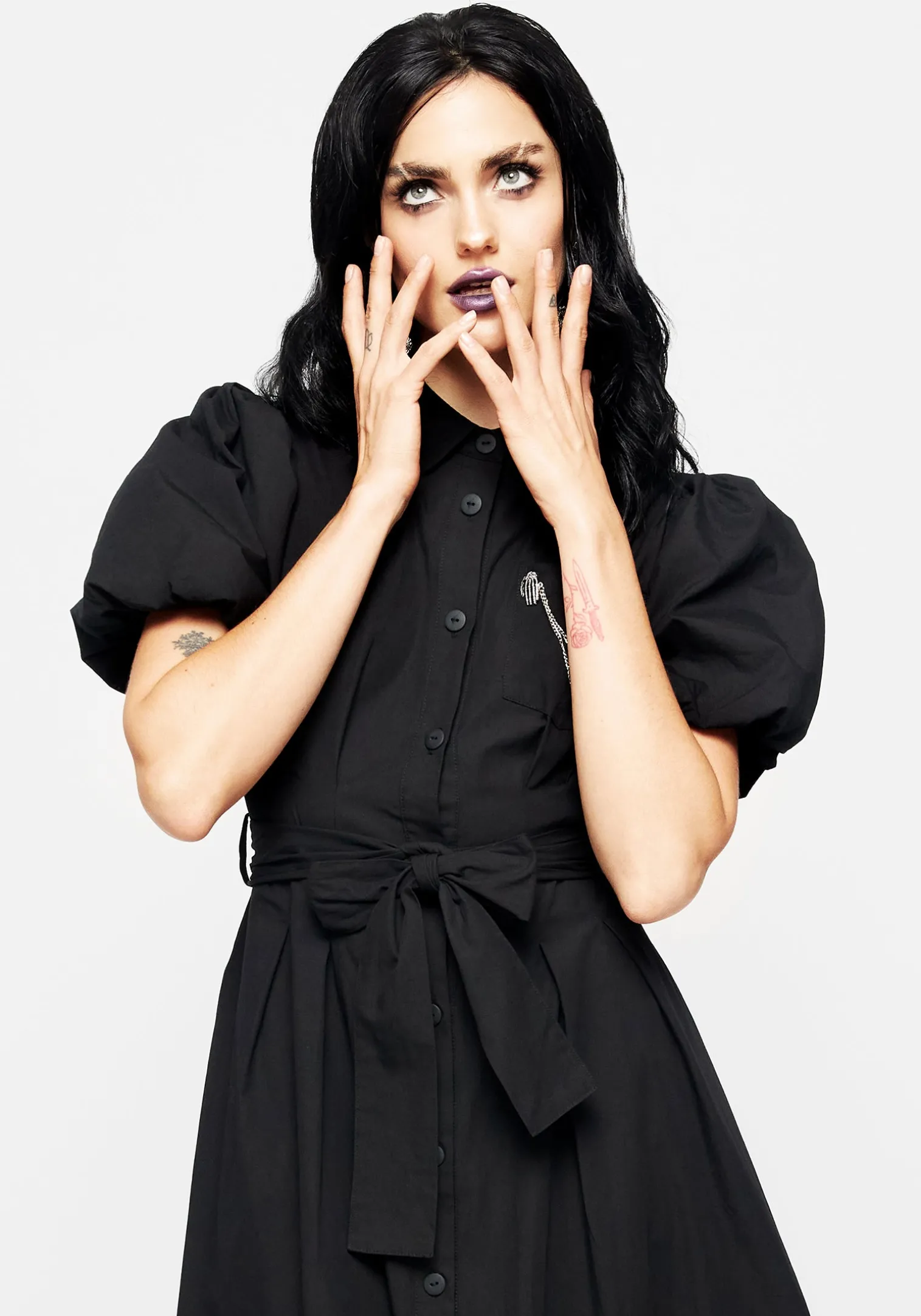 Skeleton Collar Midi Shirt Dress