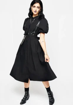 Skeleton Collar Midi Shirt Dress