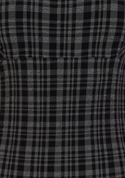 Slate Textured Check Square Neck Swimsuit
