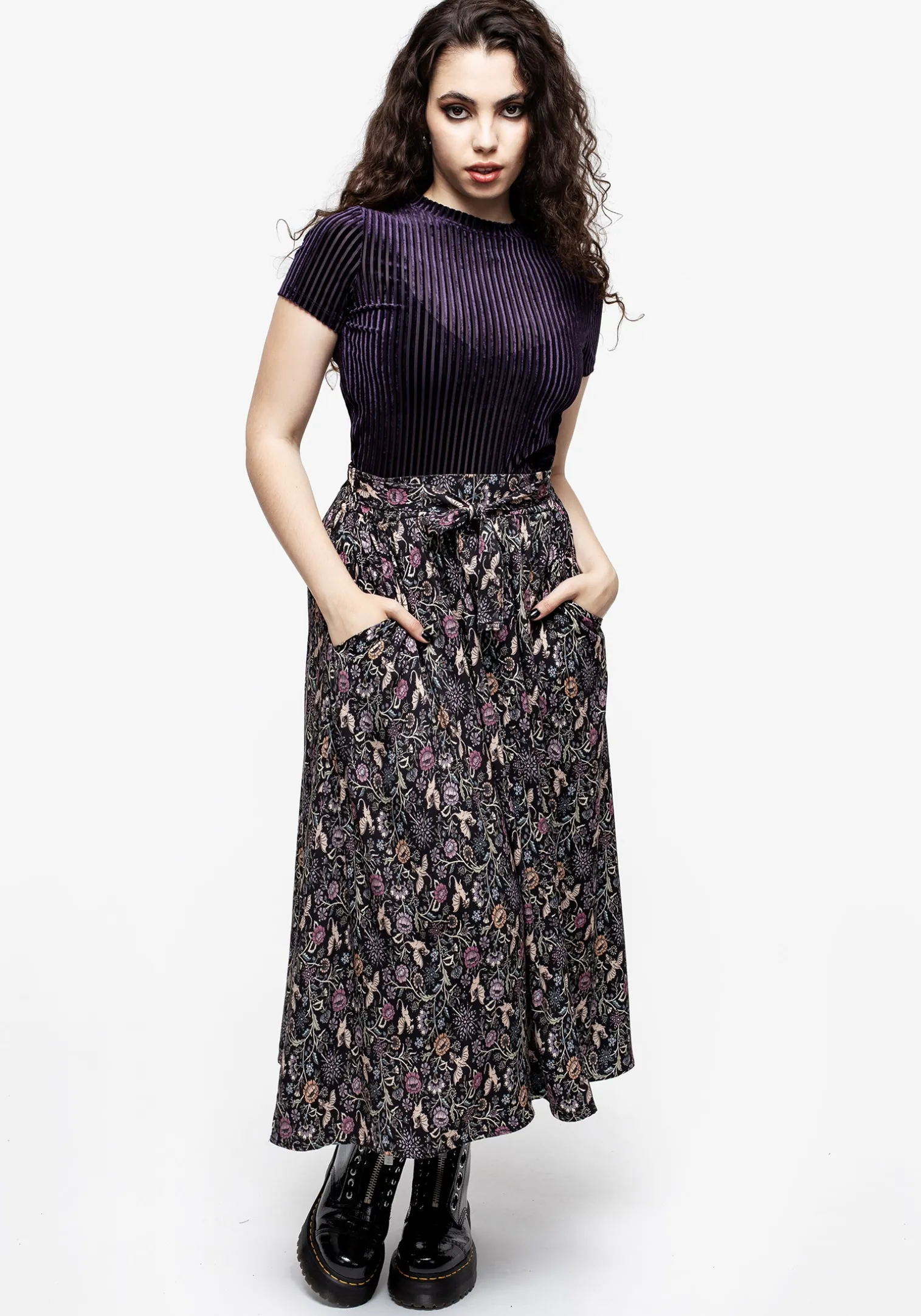 Snapdragon Tie Detail Midi Skirt