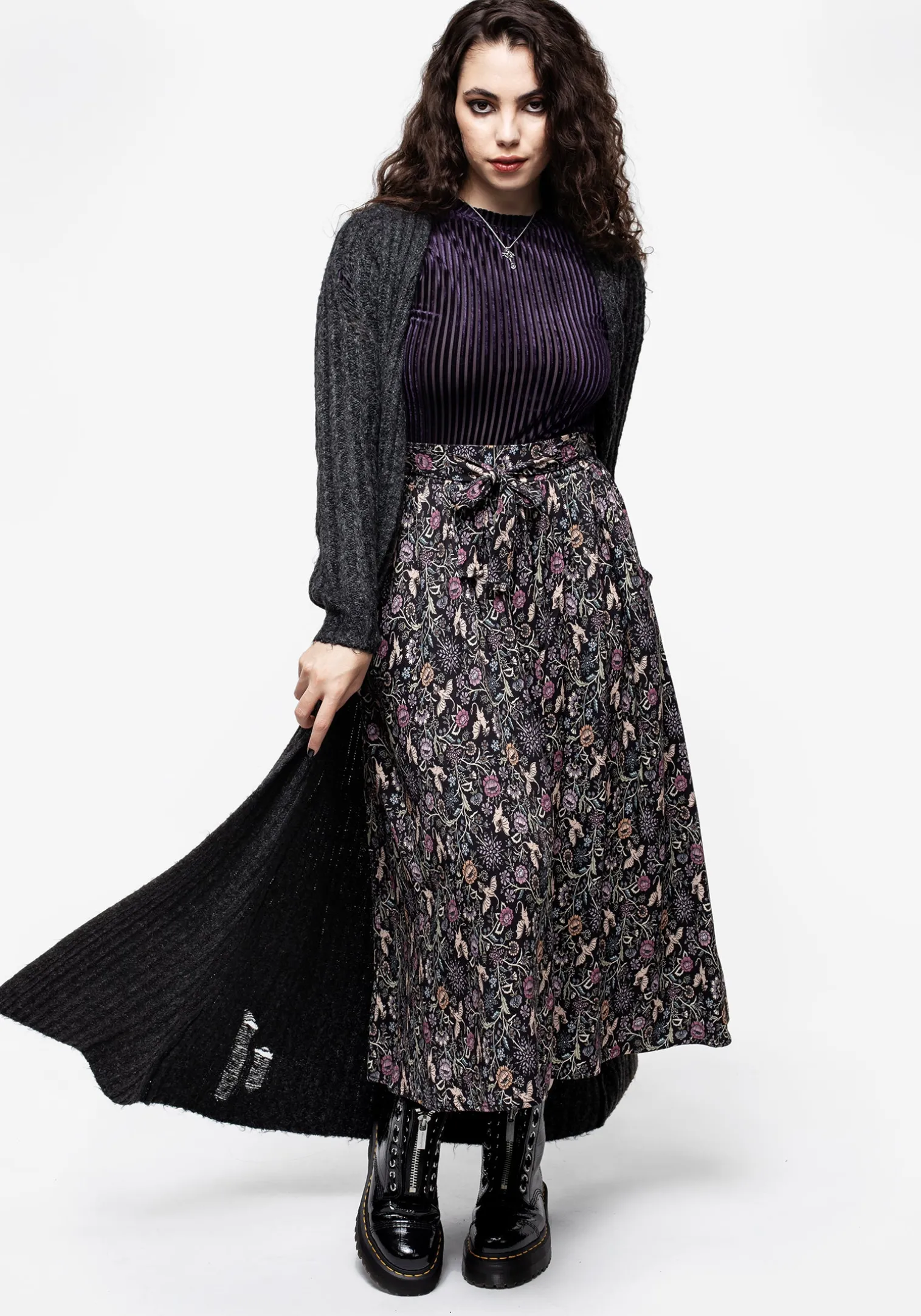 Snapdragon Tie Detail Midi Skirt