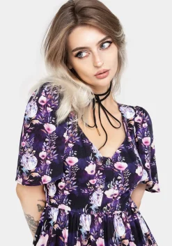 Socordia Floral Moon Button Front Mini Dress