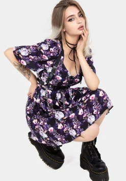 Socordia Floral Moon Button Front Mini Dress