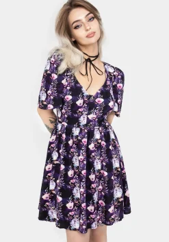 Socordia Floral Moon Button Front Mini Dress