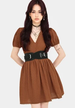Soleil Cotton-Blend Check Mini Dress
