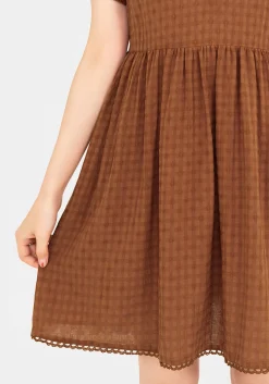 Soleil Cotton-Blend Check Mini Dress