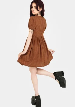 Soleil Cotton-Blend Check Mini Dress