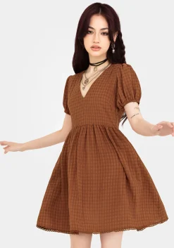Soleil Cotton-Blend Check Mini Dress