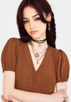 Soleil Cotton-Blend Check Mini Dress