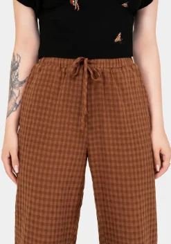Soleil Cotton-Blend Check Tapered Trouser