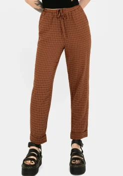 Soleil Cotton-Blend Check Tapered Trouser