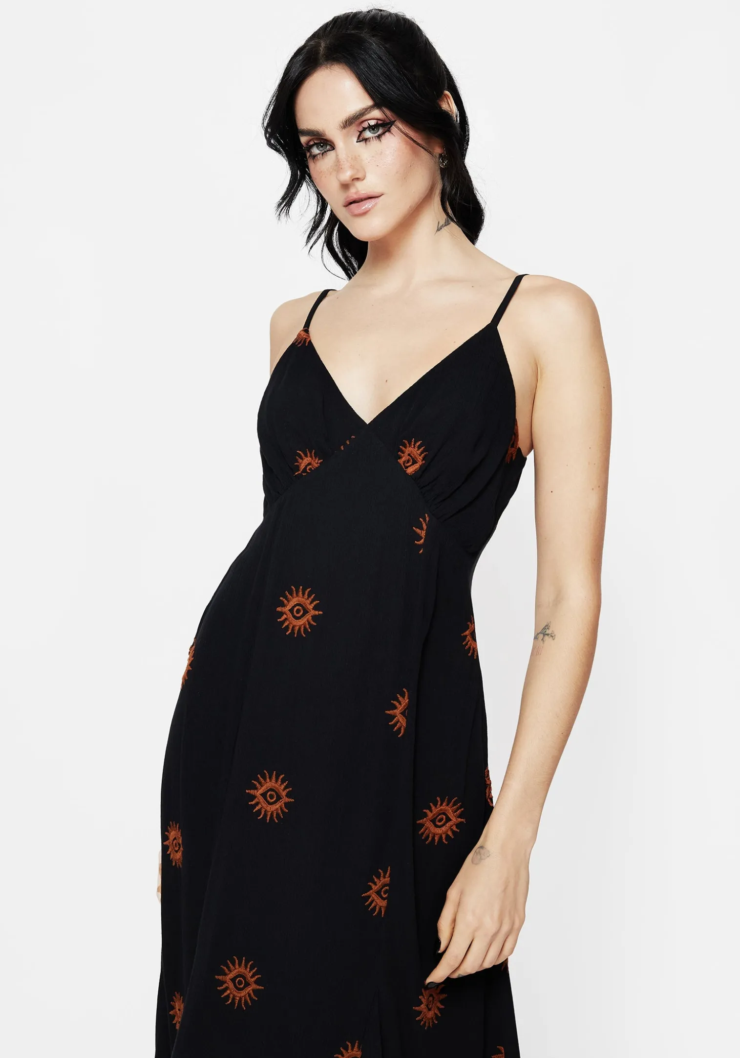 Solstice Embroidered Cami Hanky Hem Midaxi Dress