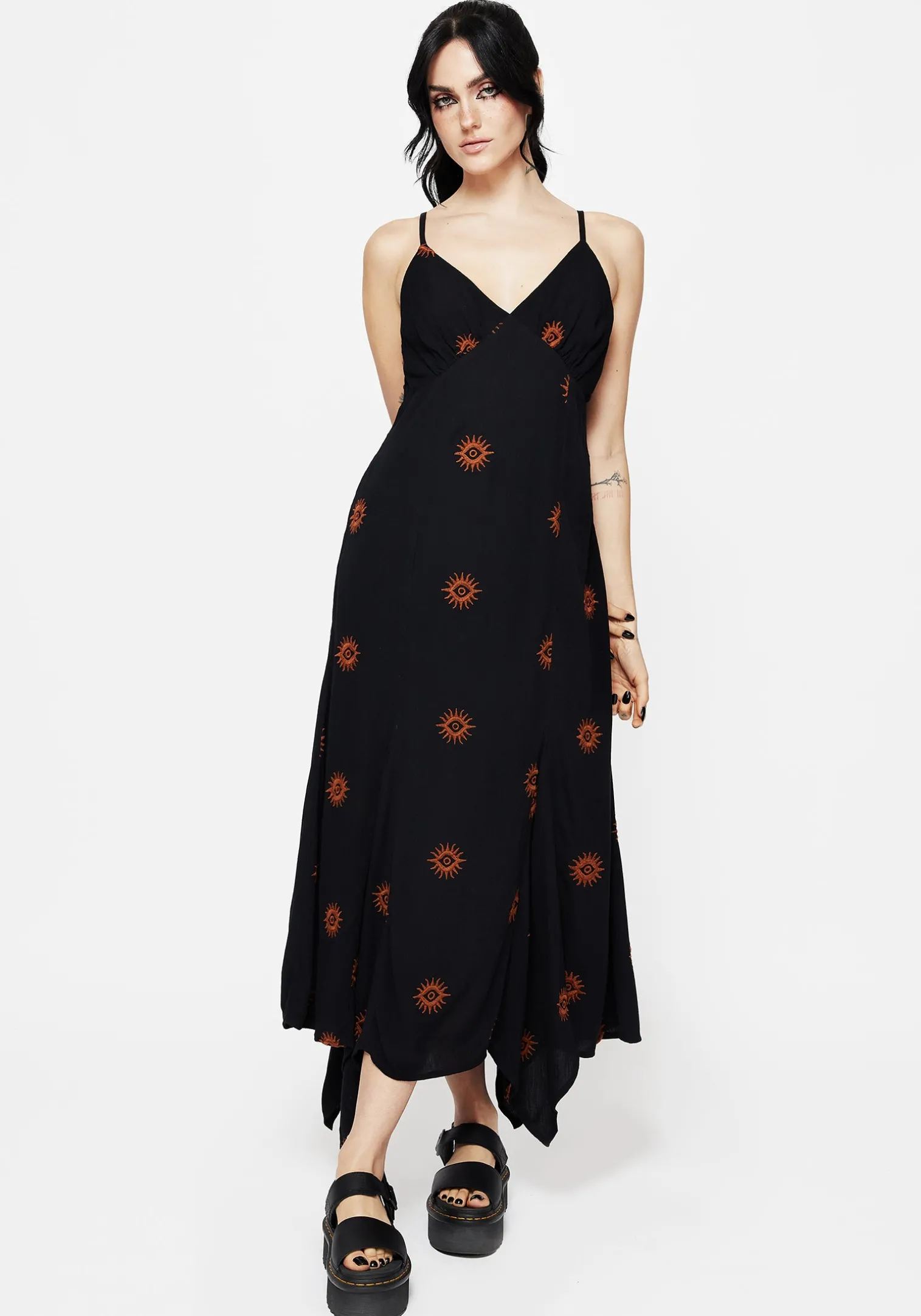 Solstice Embroidered Cami Hanky Hem Midaxi Dress