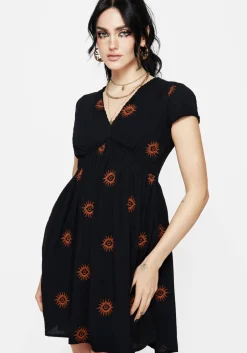 Solstice Embroidered Smock Mini Dress