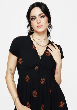 Solstice Embroidered Smock Mini Dress