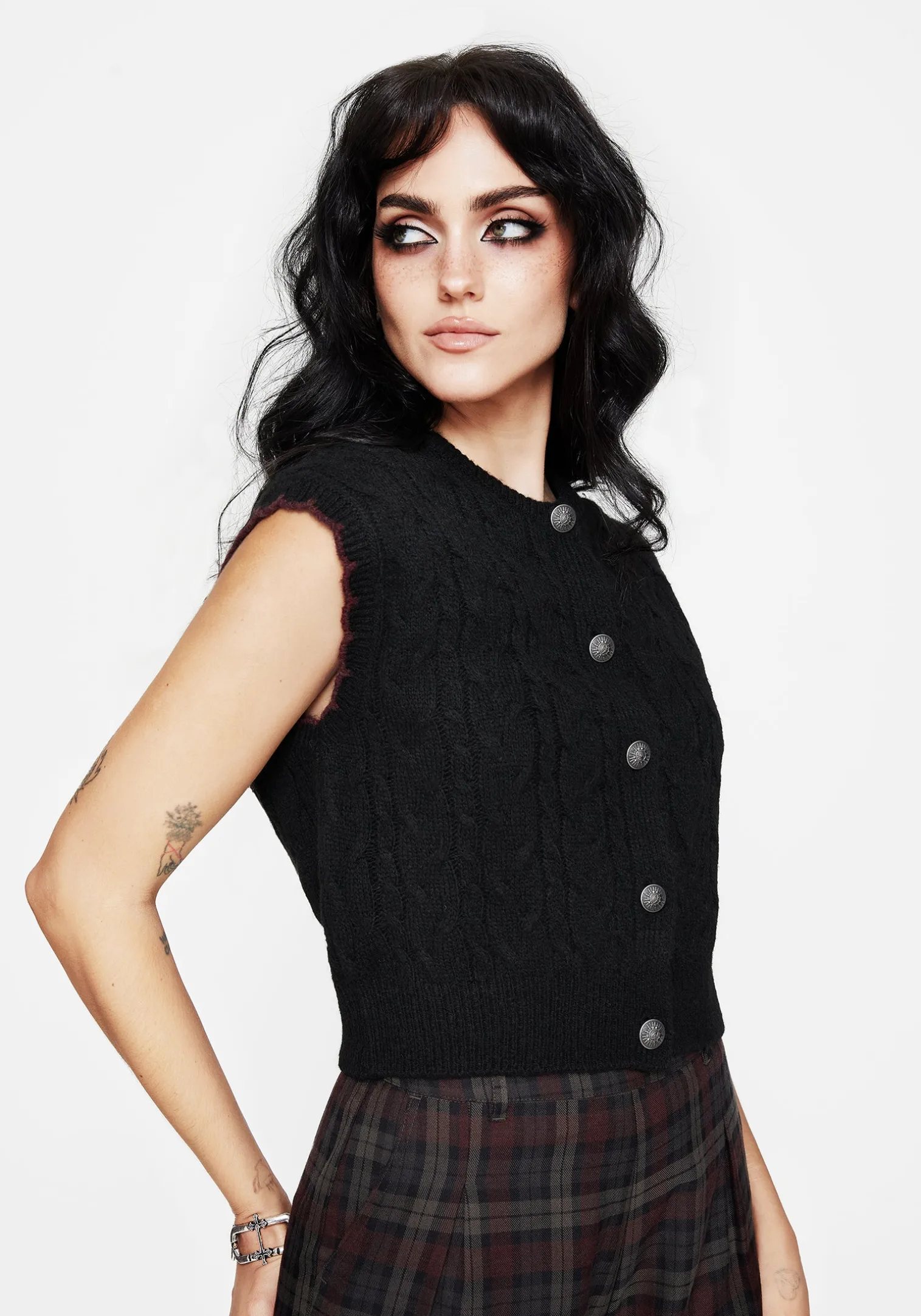Sophia Button Up Cable Knit Waistcoat