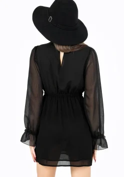 Spirit Sheer Pintuck Ruffle Mini Dress