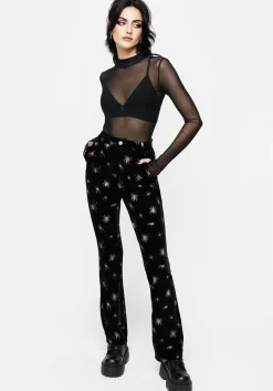 Spiro Foil Print Velour Flared Trousers