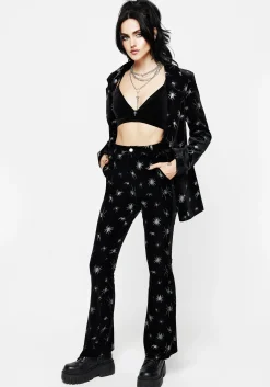 Spiro Foil Print Velour Flared Trousers