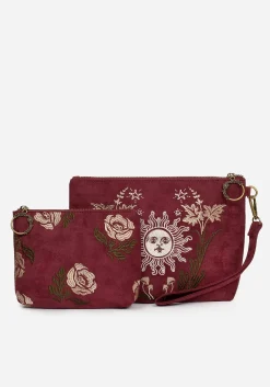 Splendour Floral Sun Embroidered Velour Zip Pouch Set