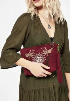 Splendour Floral Sun Embroidered Velour Zip Pouch Set