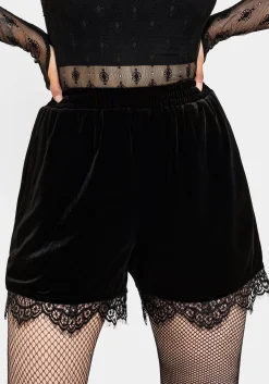 Spydre Lace Hem Velour Shorts