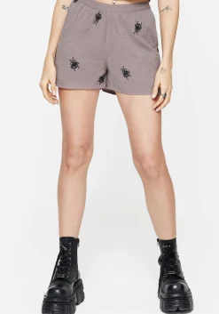 Stag Beetle Embroidered Shorts