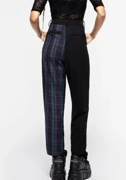 Stereo Spliced Check High Waist Tapered Trousers