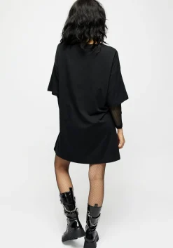 Stigmata Layered Fishnet Sleeve Tee Dress