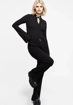Styx Moth Choker Collar Flare Sleeve Top