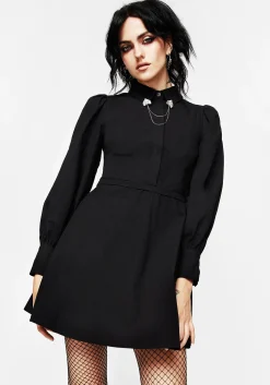 Styx Moth Collar Chain Mini Shirt Dress