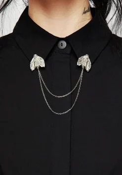 Styx Moth Collar Chain Mini Shirt Dress