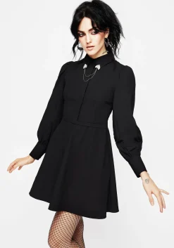 Styx Moth Collar Chain Mini Shirt Dress