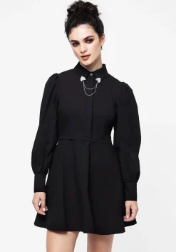 Styx Moth Collar Chain Mini Shirt Dress