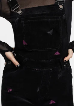 Styx Moth Embroidered Cord Balloon Leg Dungarees