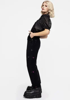 Styx Moth Embroidered Cord Balloon Leg Dungarees