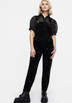 Styx Moth Embroidered Cord Balloon Leg Dungarees
