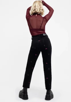 Styx Moth Embroidered Cord Trousers